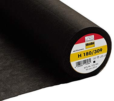 Vlieseline/Vilene Lightweight Fusible Interfacing H180 for Sewing, Embroidery, Quilting, Applique, Repair, & Stabilizer - Black - 309-1/2M x 90cm