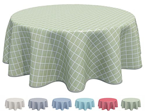 Home Direct Wachstuch Tischdecke Abwaschbar Rund 160cm Salbeigrün