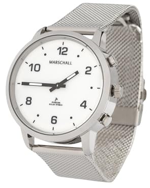 Marschall Deutsch sprechende Unisex Armbanduhr I Mit Soloarpanel I 1150W I Für Blinde, Senioren und Demenzkranke I Datum- und Zeitansage