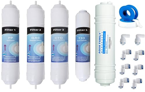 Depurtek | 5-stufige Umkehrosmose-Membran & 4 Filter In-line | 75 GPD TFC | Vor-/Nachfilter | Kompatibel mit Hidrotek N02TLUX Hidrosalud Hidropur.Compact | Osmose Trinkwasser Hahn