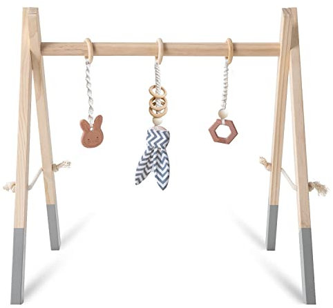 Caudblor Spieltrapez holz Babyspielzeug Puzzle gym inkl. Anhänger Babygymnastik aktiv Spielzeug Babyzimmer Kinderzimmer Dekoration