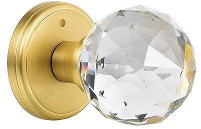 CLCTK Crystal Glass Door Knobs Polished Brass (Privacy)