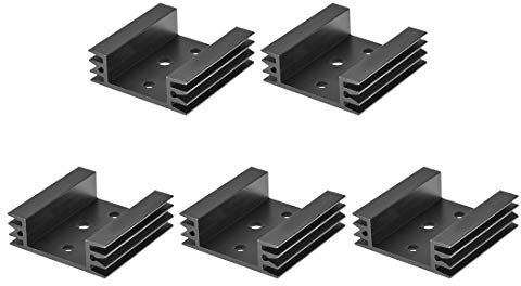 sourcing map 5Stk. Parallele Kerben Kühlkörper für to-3 Triode 45 x 45 x 14 mm Schwarz