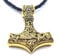 AB Viking Crafts Vikings Viking Pendant Mjölnir Thor's Hammer Metal Gold-Coloured with Leather Collar in Jewellery Bag, Metal