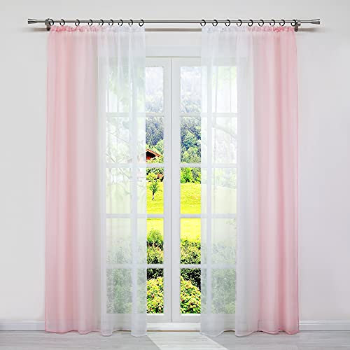 SCHOAL Gardinen mit Kräuselband Transparente Vorhänge Voile Fensterschal Modern Gardinenschal Farbverlauf 2 Stück BxH 140x225cm Rosa