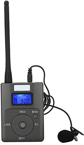 Transmisor FM Inalámbrico, Adaptador de Audio Estéreo con Pantalla LCD Digital, Admite Tarjeta TF Y Entrada AUX, Transmisor de Transmisión FM Recargable para Reuniones/Campus/Guía Turístico