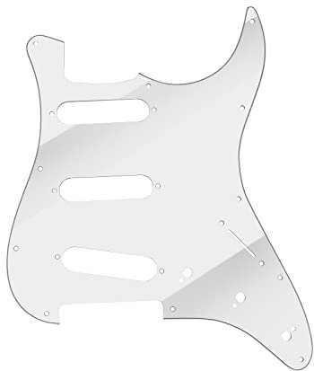 eMagTech Rechtshändig SSS 11 Löcher Strat Guitar Pickguard Schlagbrett E-Gitarre Panel Drei Single-Coil Tonabnehmer 3 lagig Kompatibel mit Fender Stratocaster USA/Mexican Standard Weiß