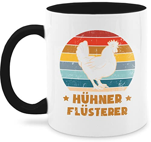 Tasse Tassen 325ml - Statement - Hühner Flüsterer Vintage - 325 ml - Schwarz - mit hühnern kaffetassen sprüche statements huhn haferl statement-tasse frohes neues jahr kaffeetasse new year