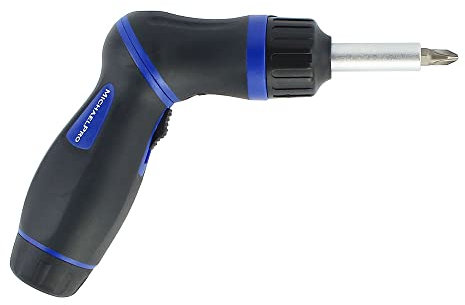 MichaelPro MP002024 Zwei-Positionen-Ratschen-Schraubendreher, 9-in-1 verstellbarer Winkel mit Multi-Bits, All-in-One-Multi-Schraubendreher mit eingebauter Griffaufbewahrung, für den privaten und
