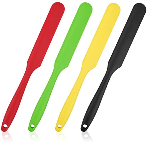 4Pcs Spatule Silicone Grattoir Spatule en Caoutchouc Résistant à la Chaleur de Anti-Adhé Grattoir à Crème Spatule de Cuisine Sans Couture Applicateur de Cire pour Salon à Domicile Pâtisserie
