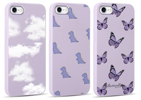 Yoedge 3 Stück Hülle für Apple iPhone 7/8 /SE 2022/SE 2020 4,7 mit Muster,Weich TPU Ultra Dünnes Soft Slim Silikon Handyhülle Con Motiv,Stoßfeste Case Cover für iPhone SE 3,Schmetterling