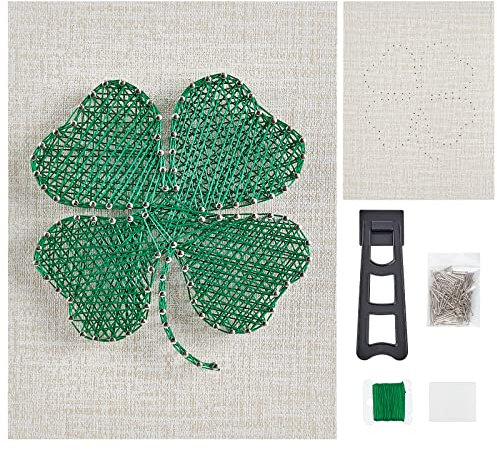 WEBEEDY String Art Kit Für Anfänger, DIY Vierblättriges Kleeblatt-Bastelset Für Erwachsene, Teenager, Kinder, Einzigartiges Geschenk, handgemachte Urlaub nach Hause Dekorationen Ornamente
