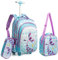 HTgroce Trolley Rucksack mit Rollen Schulranzen mit Rollen für Mädchen 16inch Meerjungfrau Schulranzen Mädchen Trolley Schultasch 3 in 1 Inklusive Lunchpaket und Federmäppchen.