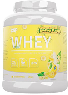 CNP Professional Premium Whey Protein Powder 2kg & 900g, 21g Protein, Low Carb, Easy Digestion, 66/30 Servings, Vegetarian, Halal, 12 Great Flavours (2kg, Banana)