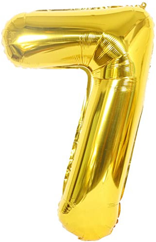 D2D | Party Balloon Zahl 7 XL in Gold - Größe 80 cm - Folienballon - Zahlenballon - Geburtstagsdeko - Helium Ballon