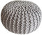 Fides Sitzhocker Strickhocker aus Baumwolle Grobstrick Optik handgefertigt nutzbar als Bodenkissen & Sitzpouf 45 cm Ø hellgrau