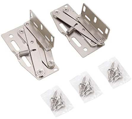 Bisagras de tijera con herrajes de montaje, 2 juegos de bisagras para puertas de gabinetes, 45 grados hacia abajo, bisagra de resorte de tijera para puerta, accesorios de herrajes para muebles