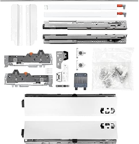 BLUM Schubladenschienen TANDEM SET; Zargenhöhe 83mm inkl. Reling 227mm, mit TIP-ON BLUMOTION, 30kg, NL500mm, Seidenweiß, bis max. KB1400mm