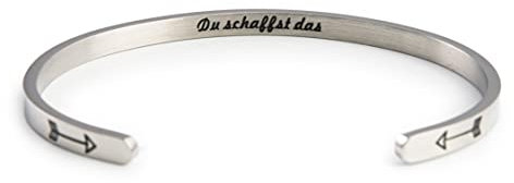 tideflow Armband offener Armreif Geschenk für Damen Frauen Mädchen Freundin Braut. Edelstahl. Motivationsspruch, Inspiration auf die Innenseite Graviert