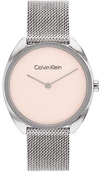 Calvin Klein Analog Quarzuhr für Damen Kollektion CK Adorn mit Edelstahl- oder Lederarmband