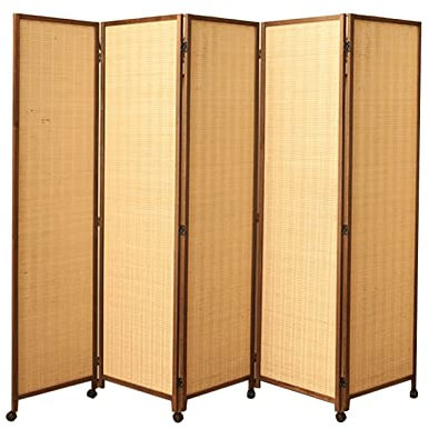 Raumteiler Mit Rollen, Bambus-Trennwand Für Schlafzimmer, Esszimmer, Arbeitszimmer Und Wohnzimmer, Hotel, Bar Und Restaurant (5 Panel Hoch 180 Cm/71 Zoll)