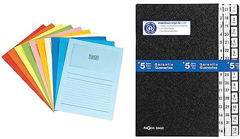 Elco 29488 Ordo Classico Organisationsmappen mit Sichtfenster 120 g/m² 10 Farben sortiert 10 Papiermappen & Pagna Pultordner Classic (Pultmappe, 44 Fächer, 1-31/1-12/Jan-Dez) schwarz
