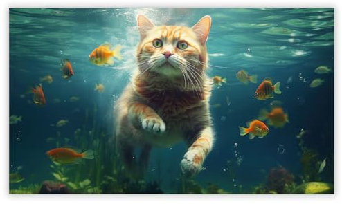 SMTDeco Herdabdeckplatte Ceranfeld Abdeckplatte Herdabdeckung Herdplatten Abdeckungen Induktionskochfeld 90x52 cm 1-tlg. Wasser Katze Orange