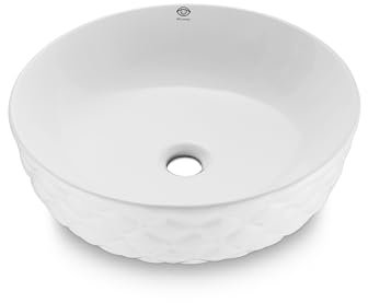 RD Luxury® Lavabo de diseño redondo lavabo pequeño lavabo para el baño, color blanco
