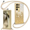 Phoona Handyband Hülle für Samsung Galaxy S24 Ultra 5G mit Band kompatibel mit MagSafe, Luxuriöse Glitzer Beschichtung Magnetische Handyhülle für Samsung S24 Ultra Stoßfest Schutzhülle, Gold