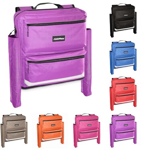 AbleWear Purple Mobility Scooter Bag with Crutch Pockets and Expandable Storage