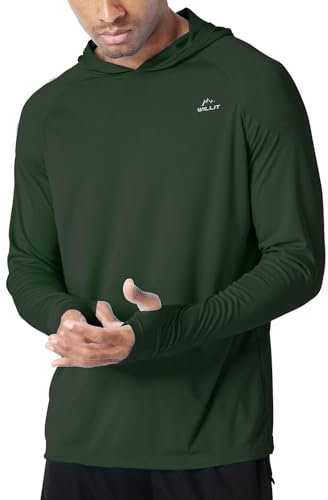 WILLIT Herren Hoodie Kapuzenpullover UPF 50+ Sonnenschutz Rashguard Kapuzen Shirt Langarm SPF Angeln Outdoor Laufen Wandern Leicht Armeegrün XL