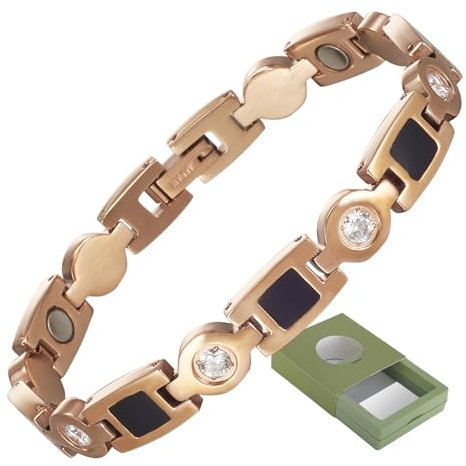 YINOX Superstarkes Magnetarmband für Damen, Edelstahl-Magnetarmband, Zirkonia-Armband für Damen, inklusive 8 NdFeB-Magneten und hochwertiger Geschenkbox (20 cm) (C)