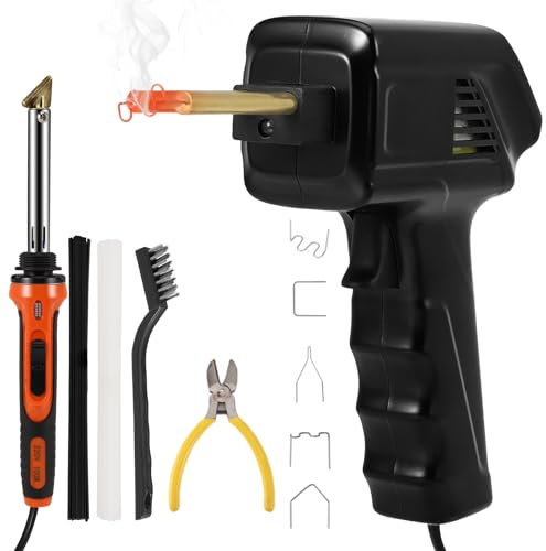 70W Plastic Welding Kit, 2 in 1 Plastic Welding Kit, 220V Plastic Welding Machine, 500PCS Hot Staples & 40PCS Welding Plastic Welding Rods, Portable Car Bumper Repair Kit for Plastic Crack Repair