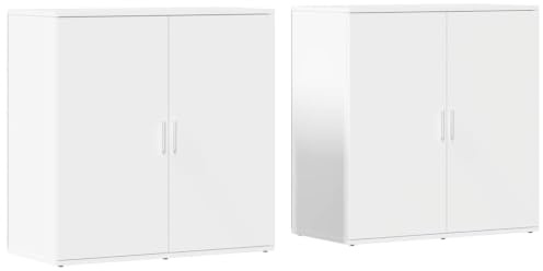 vidaXL Sideboards 2 STK., Kommode mit Stauraum, Anrichte Beistellschrank für Wohnzimmer, Mehrzweckschrank Standschrank, Weiß Holzwerkstoff