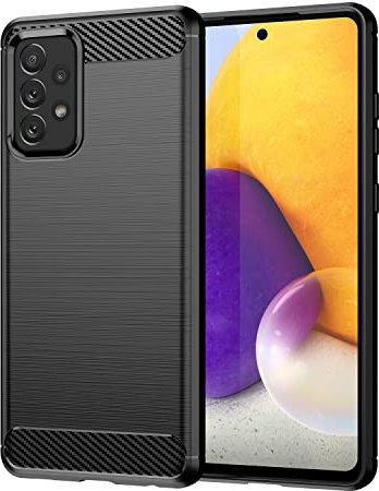 owlhold für Samsung Galaxy A72 4G / 5G Hülle, Karbonfaser Design Handyhülle Dünne Weiche TPU Silikon Material Schutzhülle stoßfeste Case Kratzfeste Cover für Samsung Galaxy A72 5G / 4G (Schwarz)