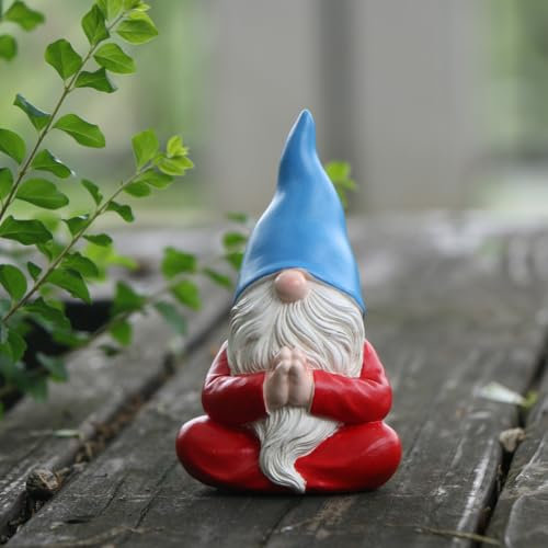 JARPSIRY Statue de nain de jardin méditant en résine - 11,4 cm de haut - Figurine de nain de yoga zen pour la maison, l'intérieur et l'extérieur, le jardin, la terrasse, la pelouse, le porche, la cour