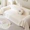JIcloun Beige Sofa Decke überwurf Wasserdicht, 1 2 3 4 Sitzer L Form Couch überwurfdecken für Sofa Kuscheldecke Katze Kratzschutz Tagesdecke mit Fransen