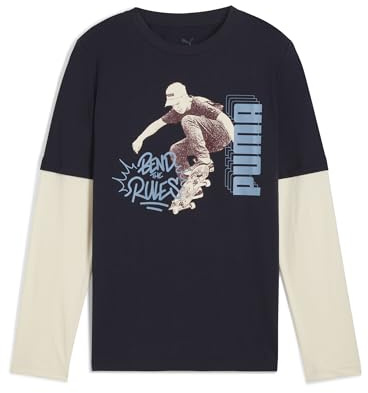 PUMA Jungen Mid90s Layered Longsleeve B Shirt, Blau (New Navy), 98 EU