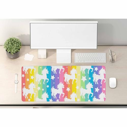Woutay Gaming Mouse Pad,Cute Unicorns on Rainbow,Non-Slip Desk Pad Desk Protector Mat