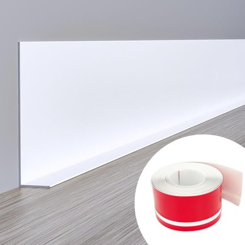 ZZLQIAN Battiscopa flessibile autoadesiva, in PVC, 60 x 20 mm, 10 m, battiscopa da parete, pieghevole, battiscopa modanatura, rivestimento per pavimenti, bianco