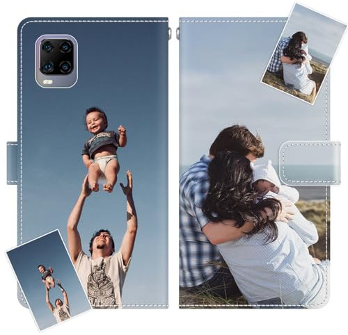 JGOYGYI Personalisierte Leder Handyhülle kompatibel mit ZTE Smartphone AXON 11 5G,Individuelle Eigenem Foto Bild Text Bildern Foldable Flip Klapphüllen Case hülle+Handykette