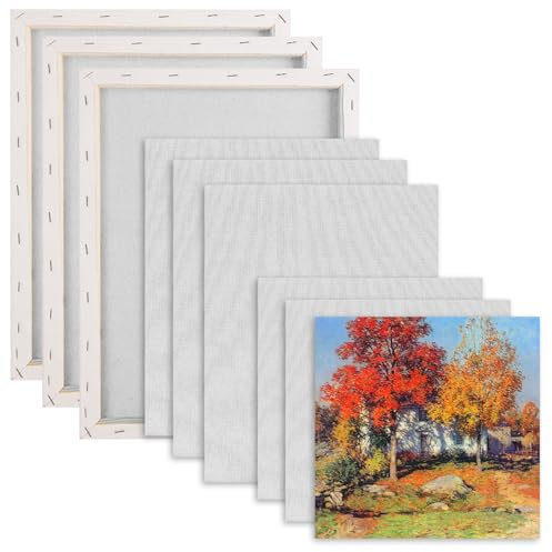 Jomdjmskes 9 Pcs Toile Peinture, 100% Coton Chassis pour Toile, Canvas Painting, Chassis Entoilé sans Acide, Peindre Encadrées, 3 Tailles, 20×20cm, 30×25cm, 40×30cm pour Peintures Acryliques, Huile