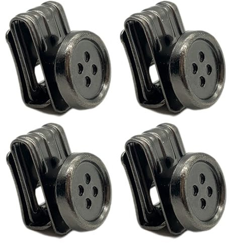 DHER 4 Stück hosenträger clips Hosenträgerknopf, Kein Nähen Hosenträger Knöpfe Knopf ohne Nähen, Hosenträgerknopf-Clip, Hosenträgerknopf-Endclip,Hosenträger-Verstellschnalle (Schwarz)