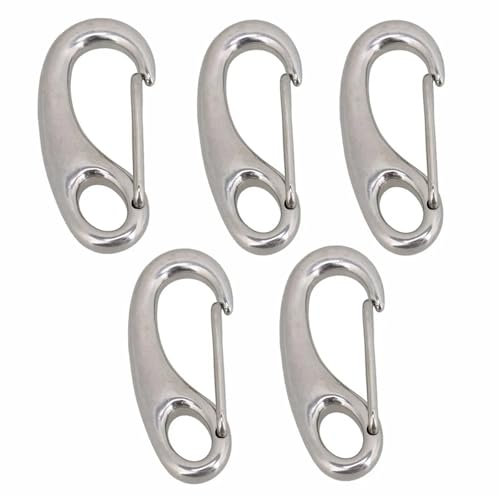 Moschettone Gancio a sgancio rapido in acciaio inossidabile 304 a forma di uovo con moschettone a molla multifunzionale for escursionismo e campeggio, 10 pezzi/5 pezzi/2 pezzi per Corde Ganci per Cate