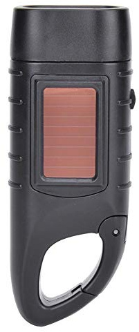 Uadme Handkurbel Solarbetriebene Taschenlampe, Notfall-LED-Survival-Taschenlampen mit Karabiner-Clip, tragbare kompakte Hand-Taschenlampe Laterne für Outdoor-Sport, Camping, Wandern
