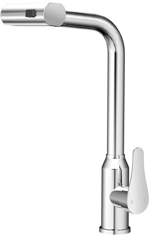 WLTEDRGO Rubinetto Lavello Cucina a Cascata, Rubinetto Cucina con Doccetta Estraibile, Miscelatore Cucina ad Alta Pressione con 3 Modalità di Getto, Rubinetti Cucina Girevole a 360°, Cromo Lucido