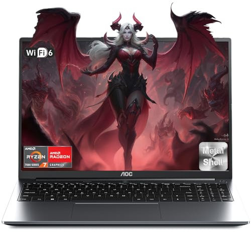 AOC 16.1 Gaming Laptop with Ryzen 7 7735HS Processor up to 4.75 GHz (Beat 13th i7-1370P), 8C/16T - 4800MHz 16GB RAM DDR5*2+512GB M.2 SSD,1920*1200 FHD,HDMI,WiFi 6.0,Radeon 680M GPU, Backlit Keyboard