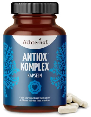 Antiox Komplex Kapseln 125 Stück | mit 23 antioxidativen Pflanzen und Essenzen | mit Selen, Zink, Vitamin C und E | für 150 Tage | Achterhof