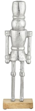 Weihnachtsfigur Nussknacker handgemacht aus Aluminium in Silber 32 cm