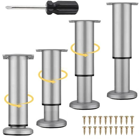 4 Pièces Pied de Meuble Reglable 18-30 cm Pied de Support de Meubles | Pied de Meuble 18-30cm Pieds d'Appareil Réglables Pied Lit Réglable pour Meubles Tableaux Pied Meuble Reglable Hauteur(Gris)